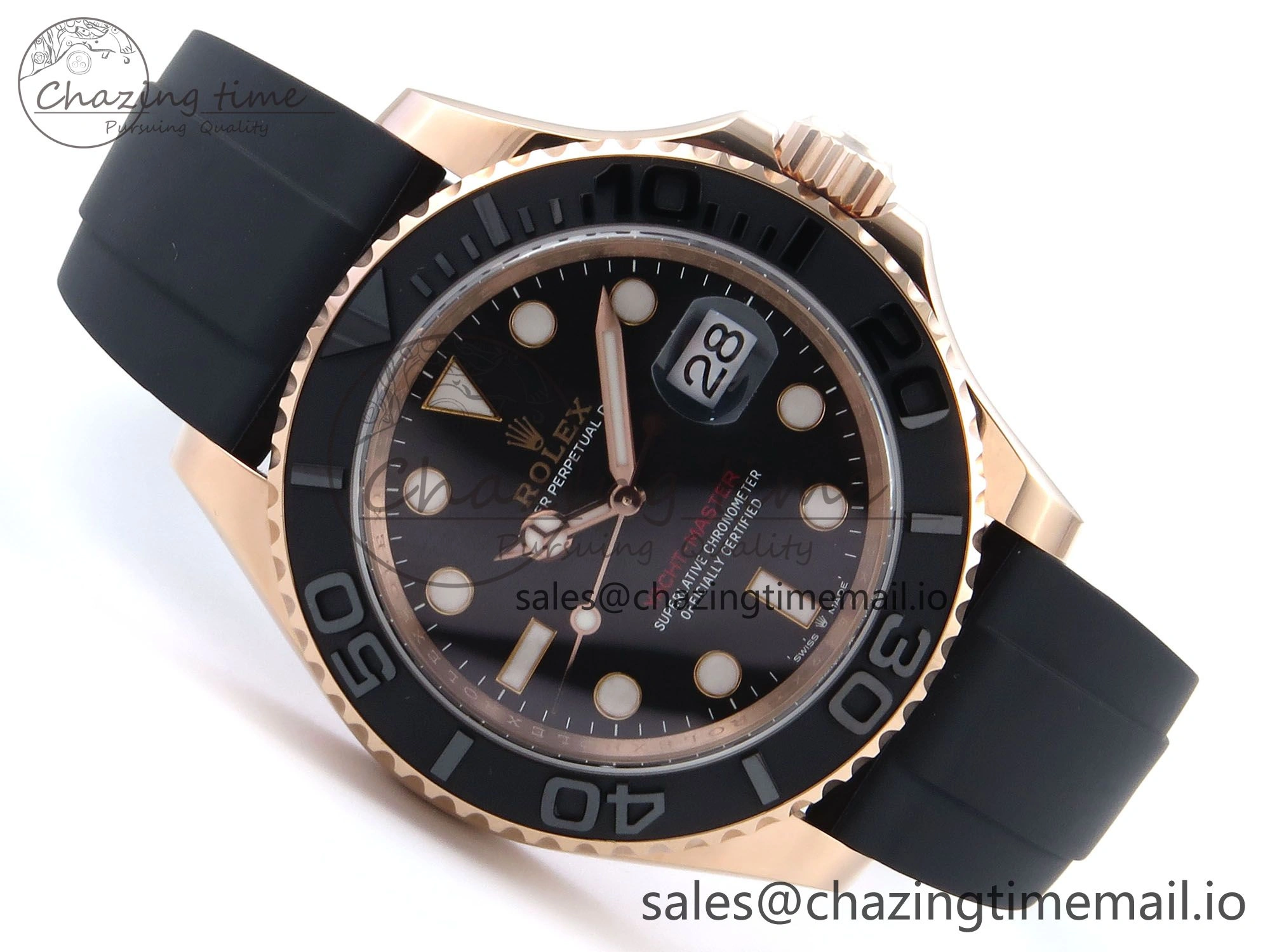 Yacht-Master RG 126655 QF+ 1:1 Best Edition Black Dial on Oysterflex Strap VR3235