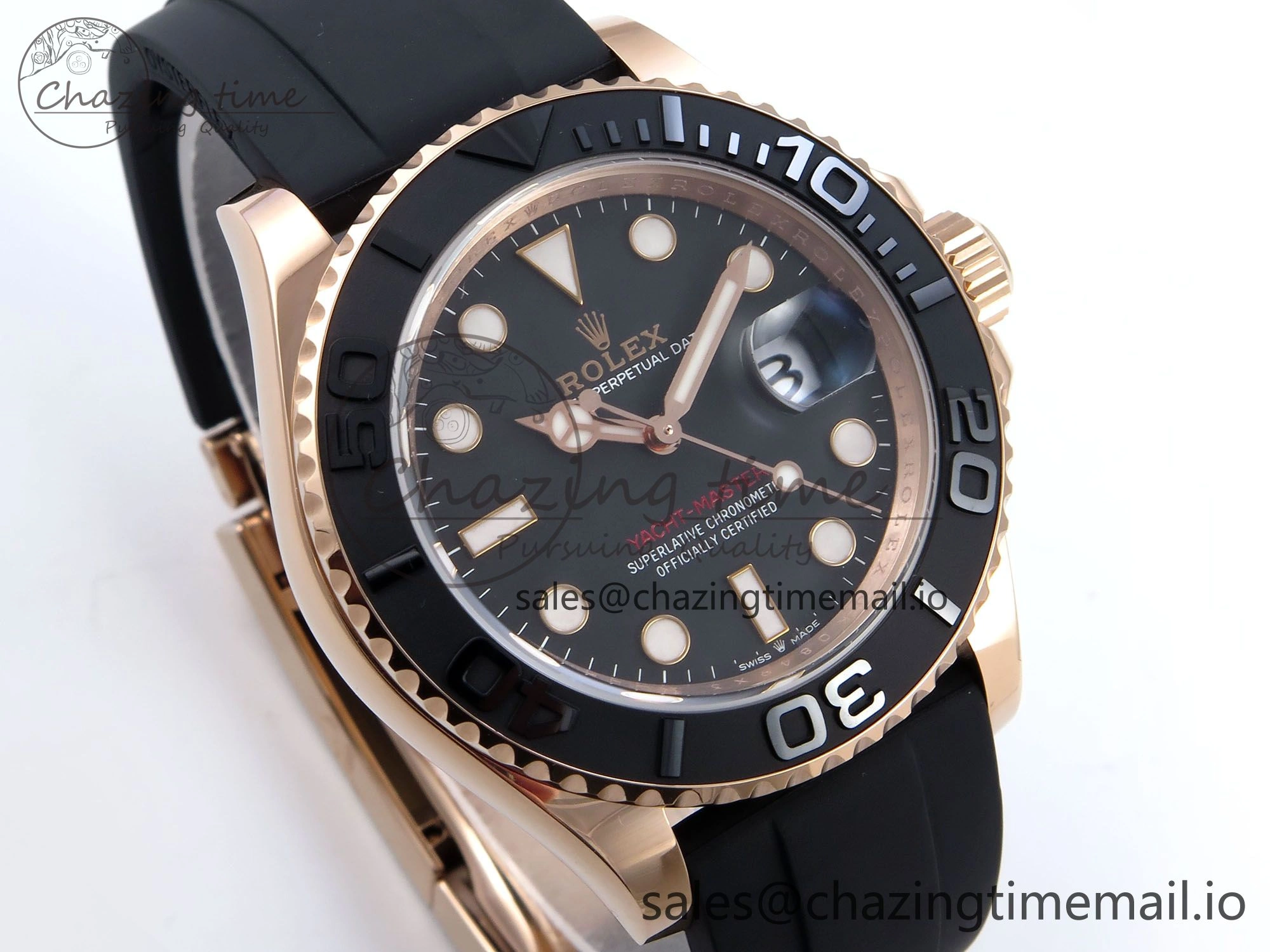 Yacht-Master RG 126655 QF+ 1:1 Best Edition Black Dial on Oysterflex Strap VR3235