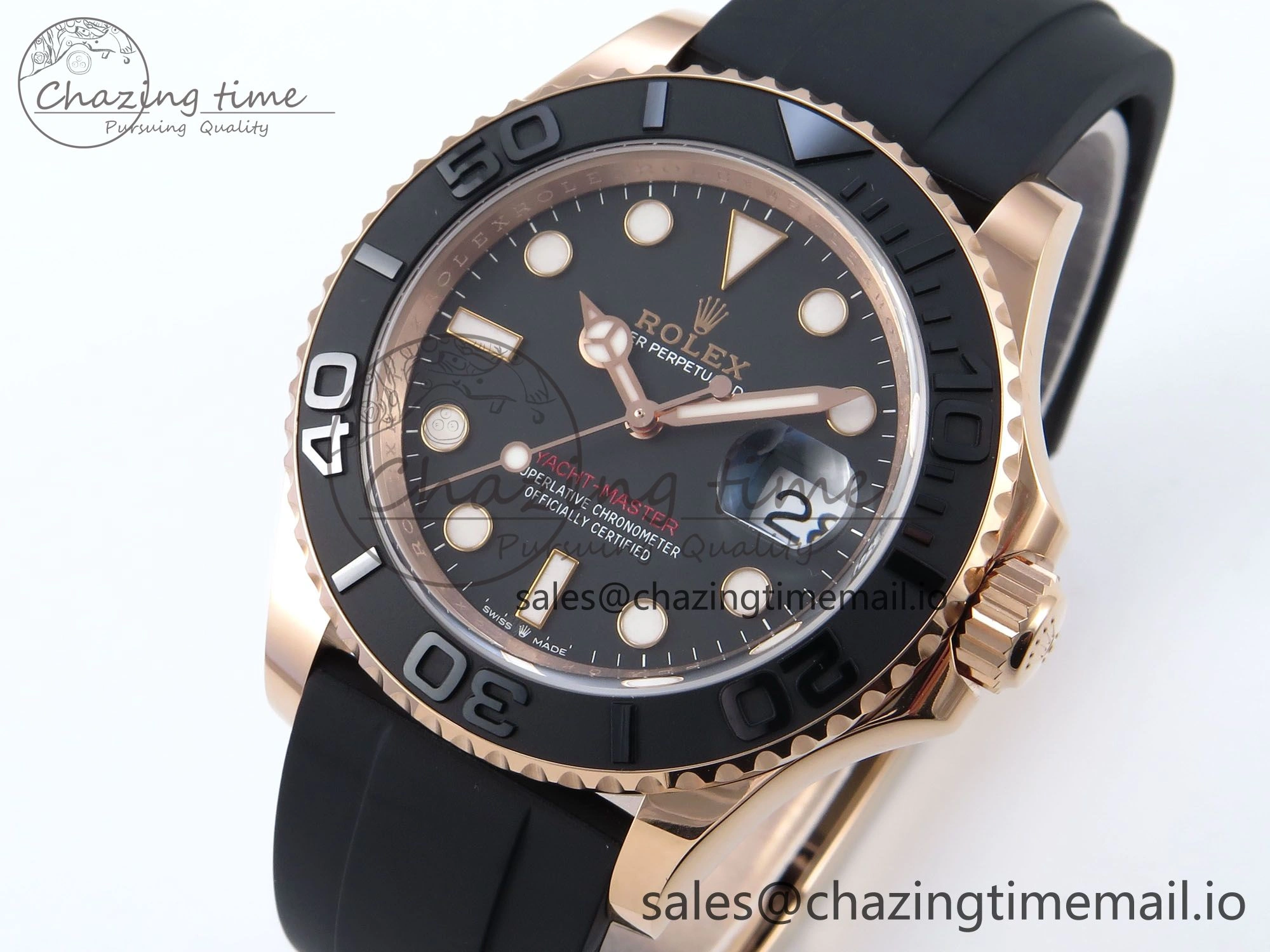 Yacht-Master RG 126655 QF+ 1:1 Best Edition Black Dial on Oysterflex Strap VR3235