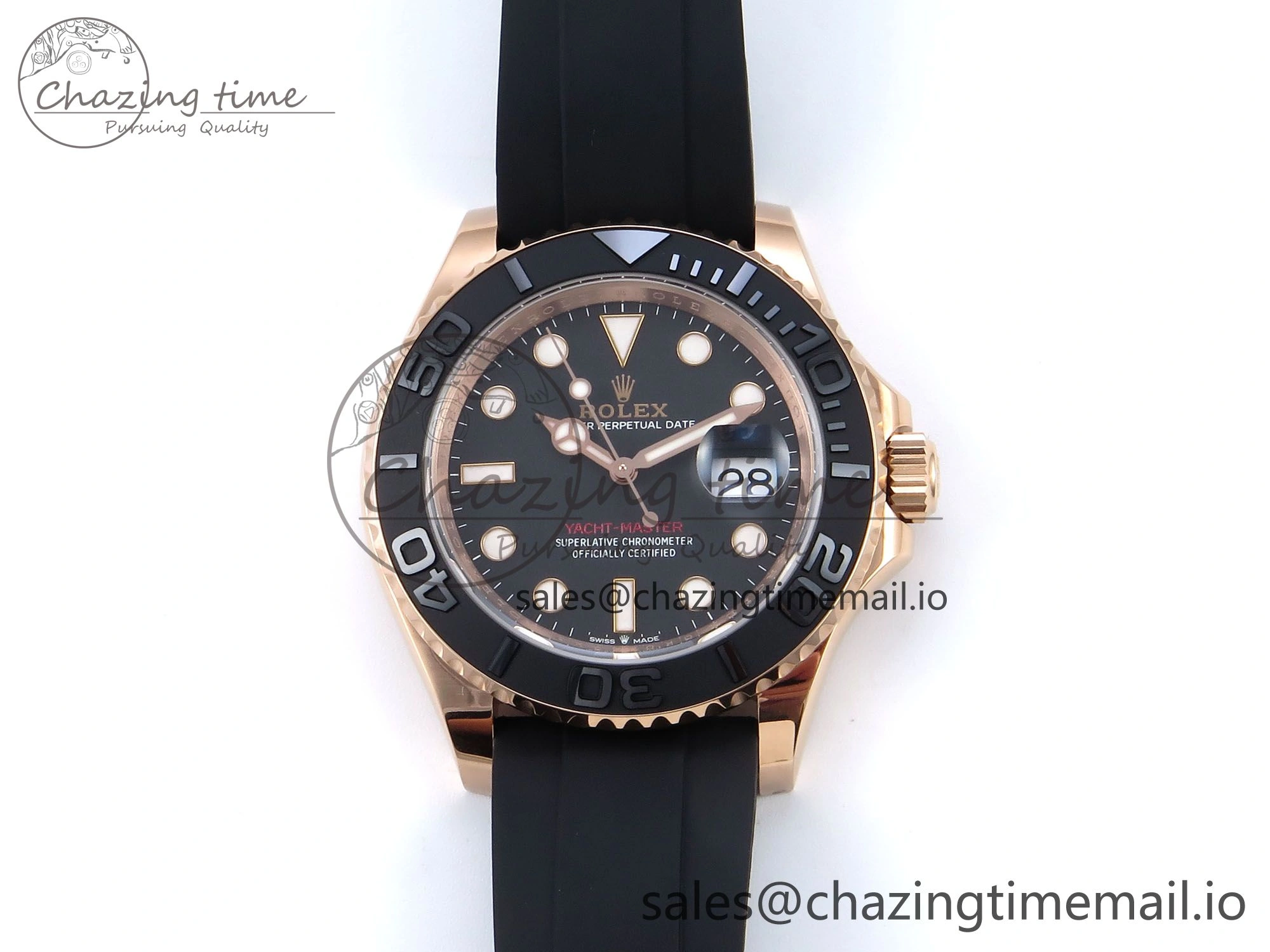 Yacht-Master RG 126655 QF+ 1:1 Best Edition Black Dial on Oysterflex Strap VR3235