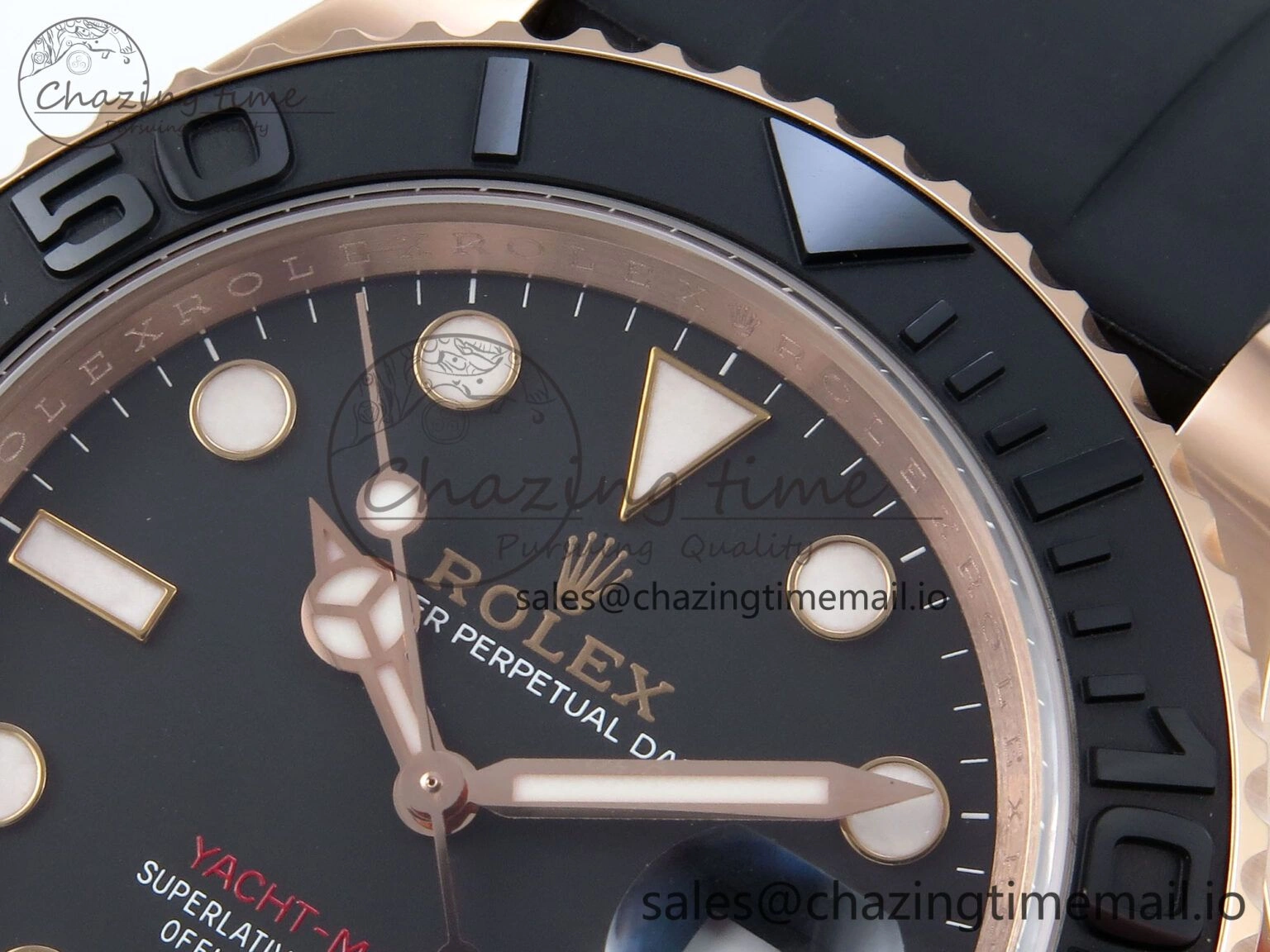 Yacht-Master RG 126655 QF+ 1:1 Best Edition Black Dial on Oysterflex Strap VR3235