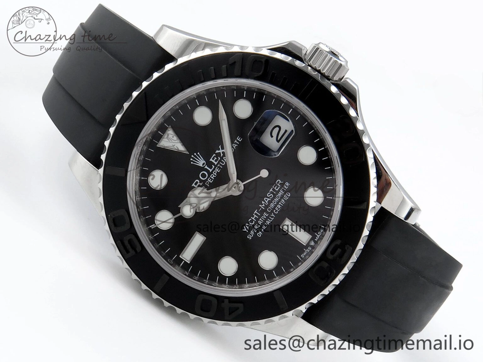 Yacht-Master SS 226659 QF+ 1:1 Best Edition Black Dial on Oysterflex Strap VR3235