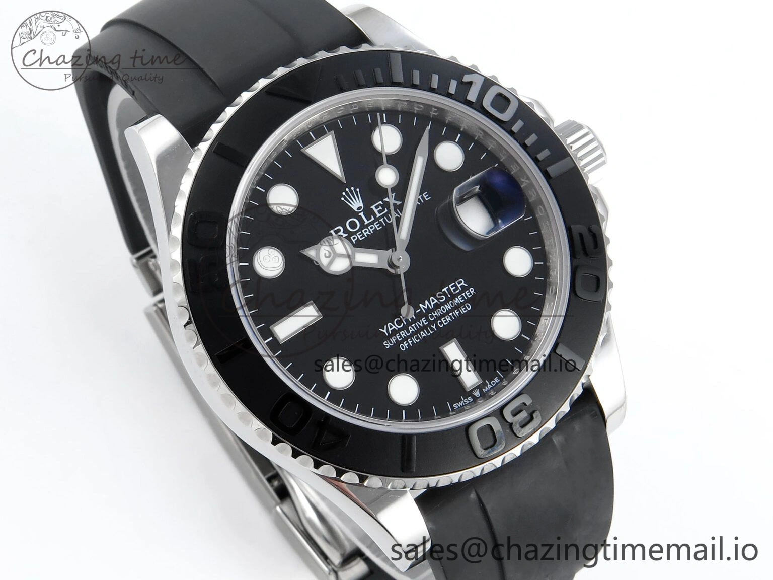 Yacht-Master SS 226659 QF+ 1:1 Best Edition Black Dial on Oysterflex Strap VR3235