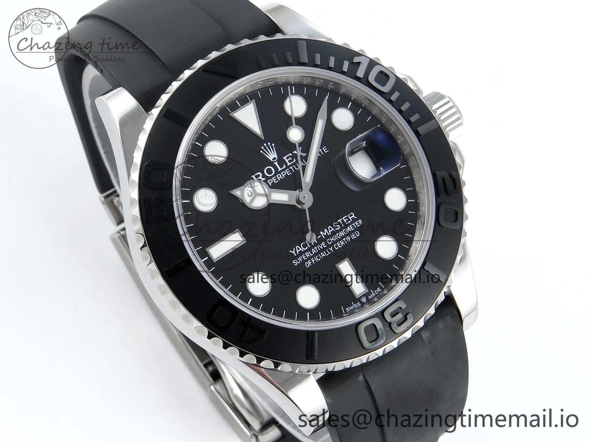 Yacht-Master SS 226659 QF+ 1:1 Best Edition Black Dial on Oysterflex Strap VR3235