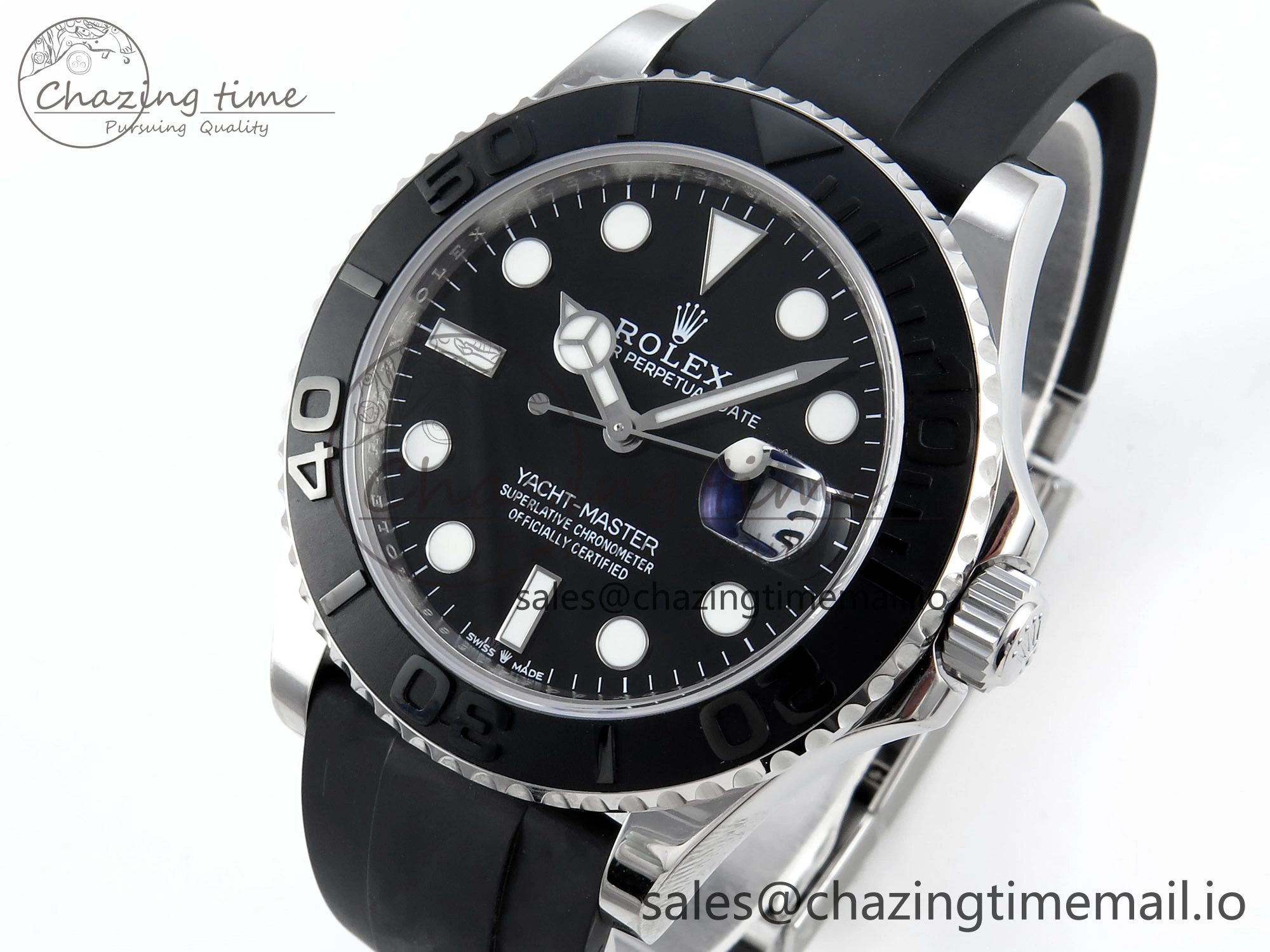 Yacht-Master SS 226659 QF+ 1:1 Best Edition Black Dial on Oysterflex Strap VR3235