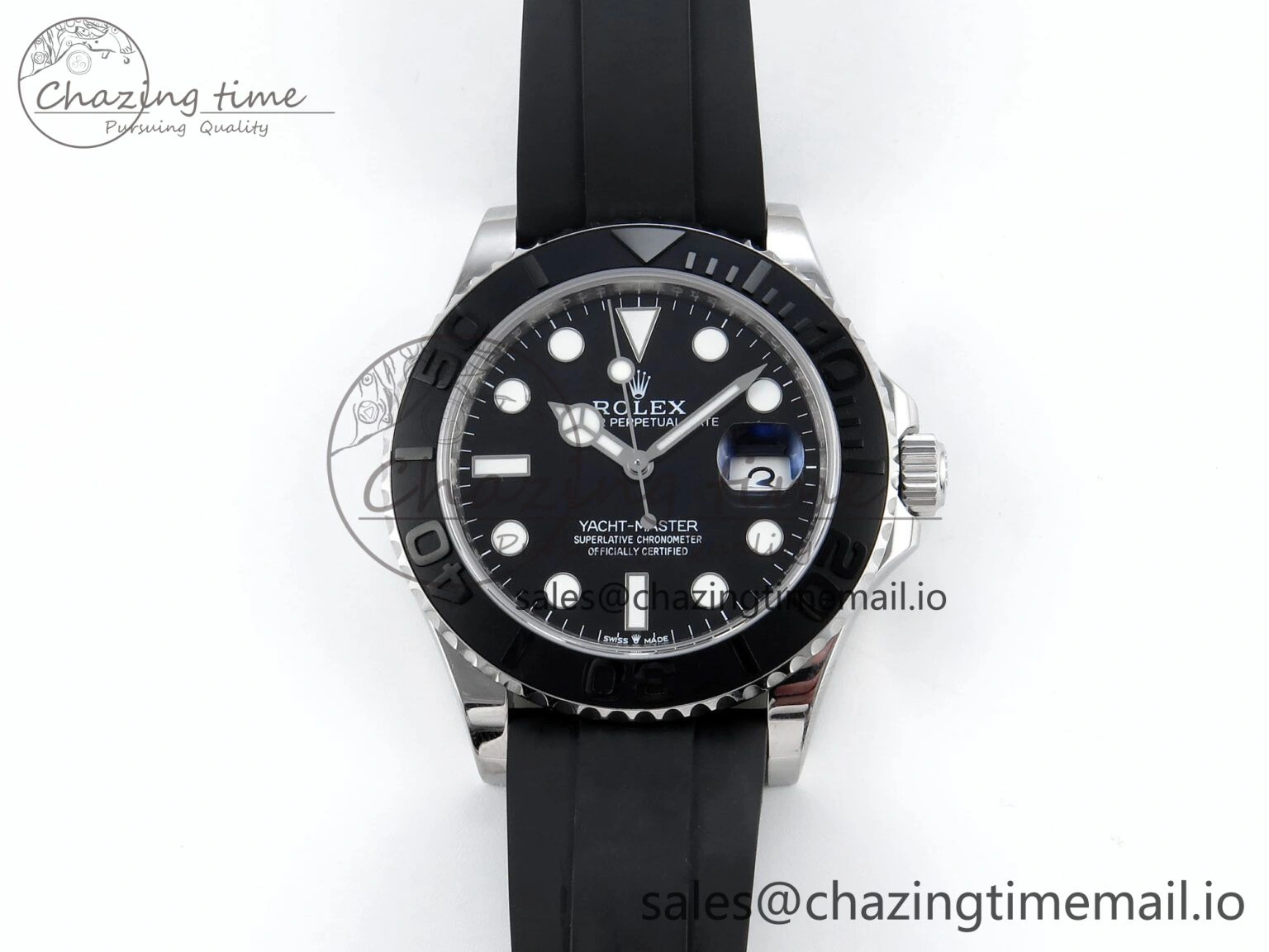 Yacht-Master SS 226659 QF+ 1:1 Best Edition Black Dial on Oysterflex Strap VR3235