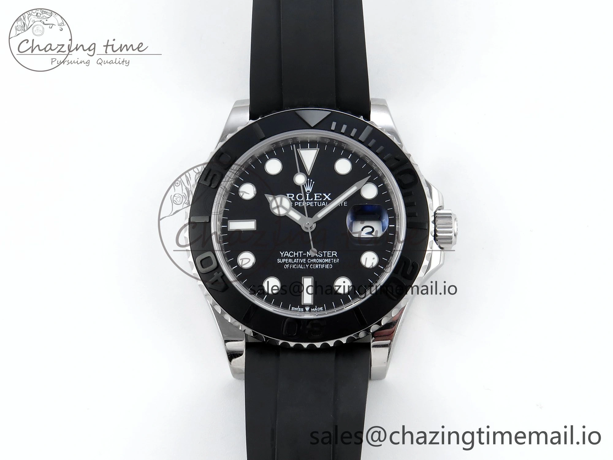 Yacht-Master SS 226659 QF+ 1:1 Best Edition Black Dial on Oysterflex Strap VR3235