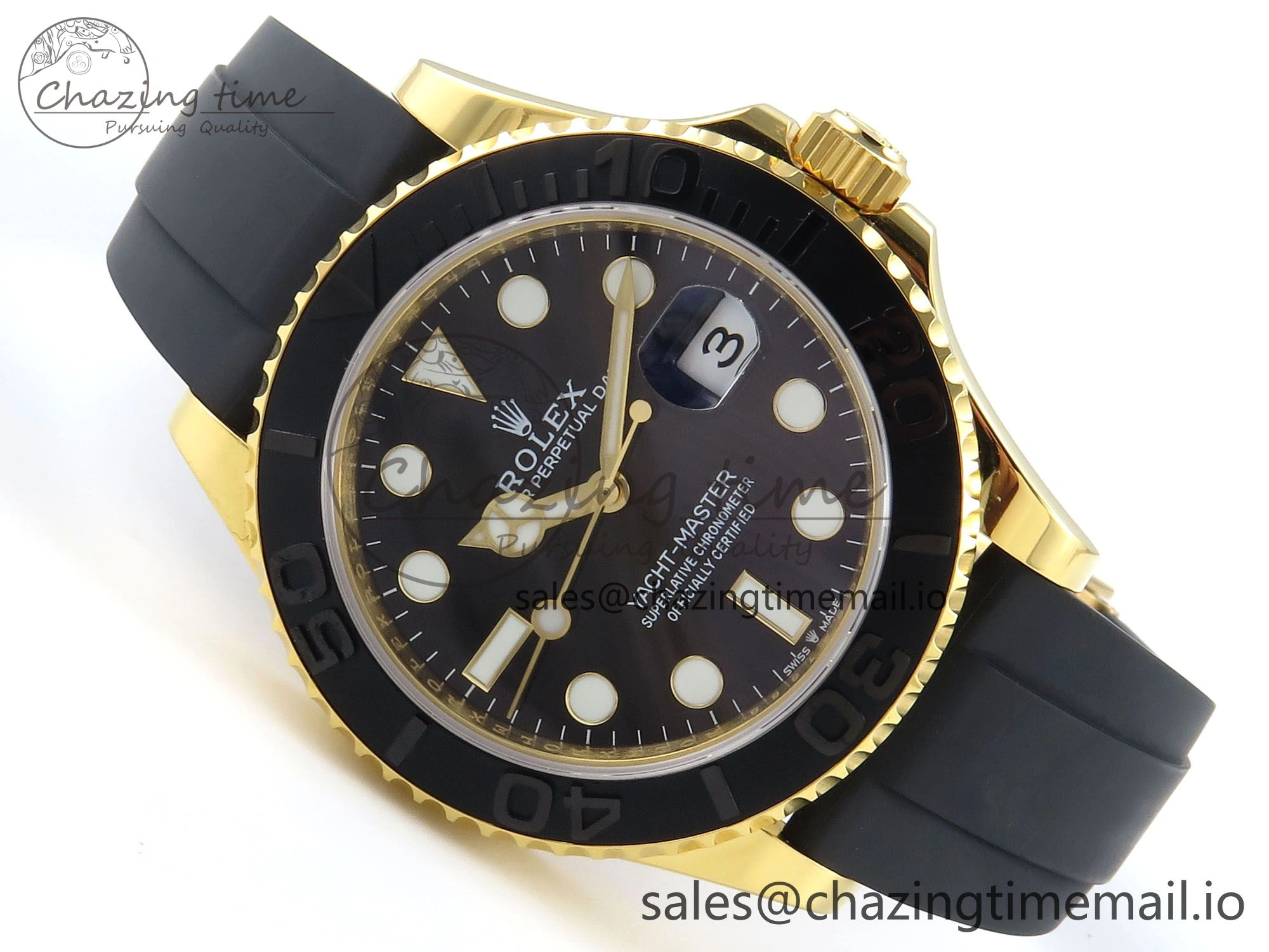 Yacht-Master YG 226658 QF+ 1:1 Best Edition Black Dial on Oysterflex Strap VR3235