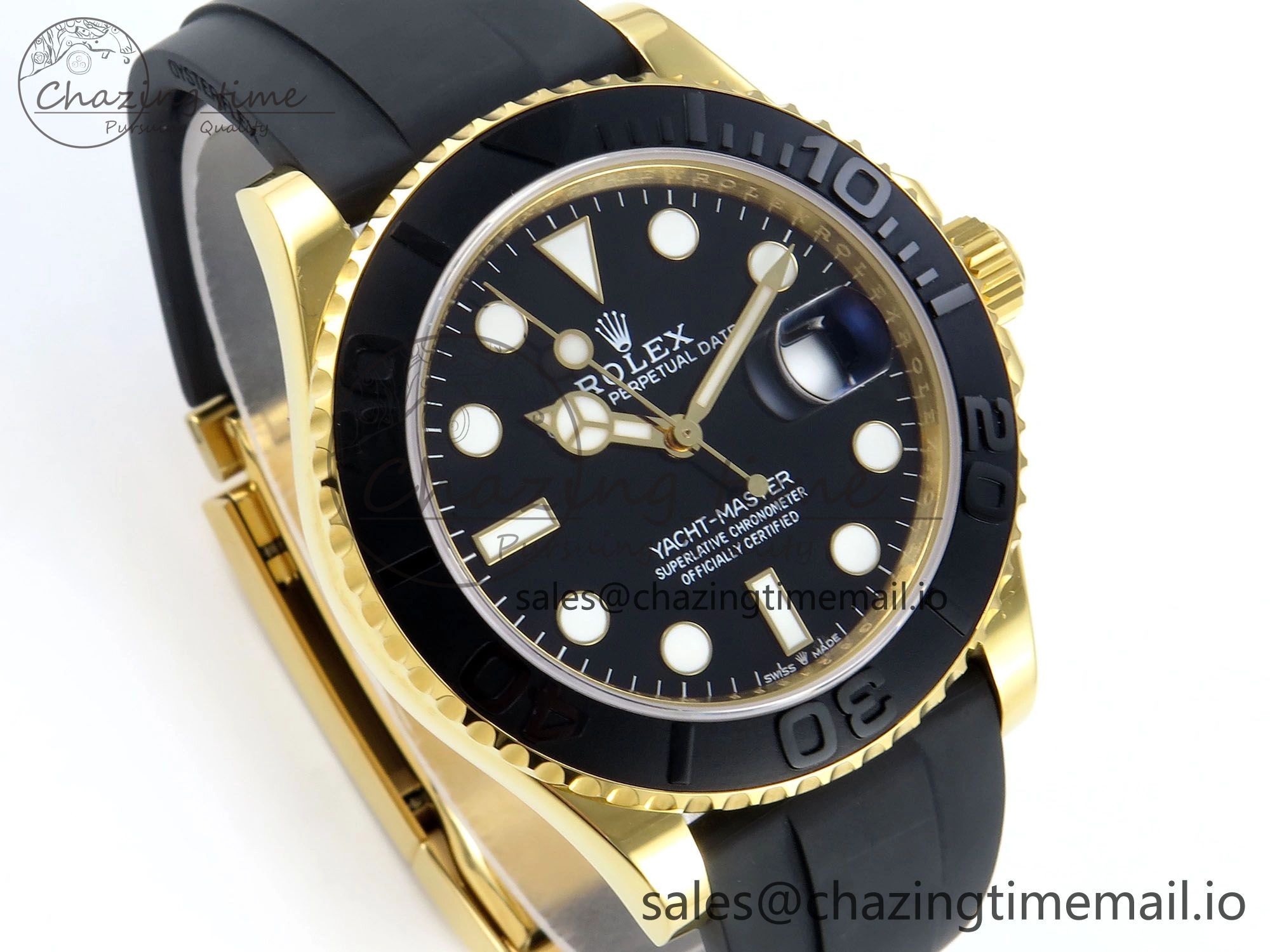 Yacht-Master YG 226658 QF+ 1:1 Best Edition Black Dial on Oysterflex Strap VR3235