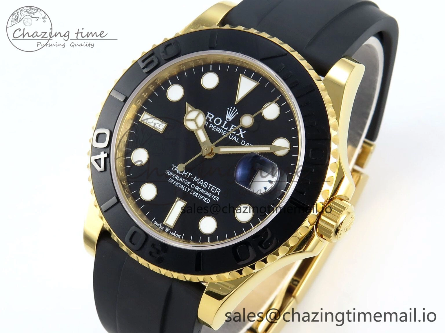 Yacht-Master YG 226658 QF+ 1:1 Best Edition Black Dial on Oysterflex Strap VR3235