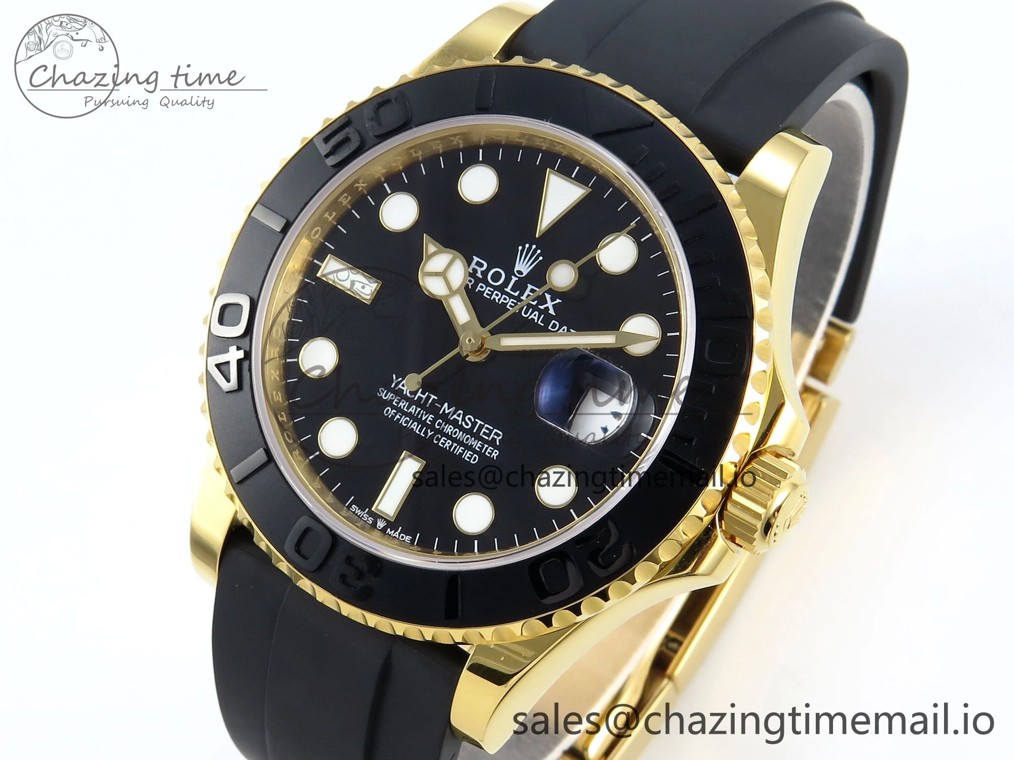 Yacht-Master YG 226658 QF+ 1:1 Best Edition Black Dial on Oysterflex Strap VR3235