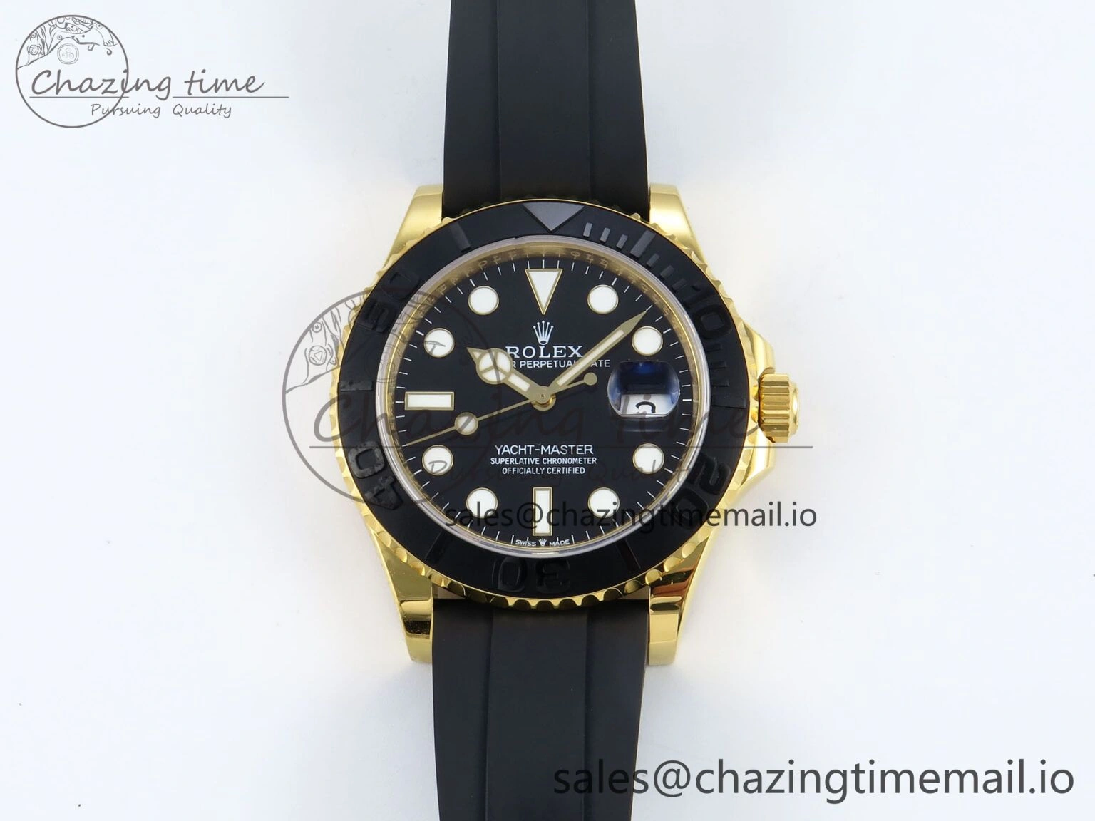 Yacht-Master YG 226658 QF+ 1:1 Best Edition Black Dial on Oysterflex Strap VR3235
