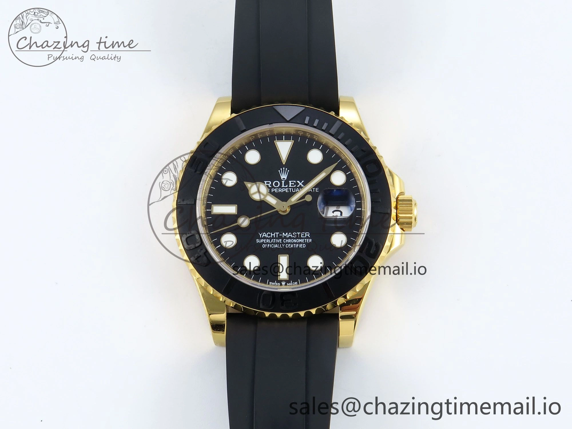 Yacht-Master YG 226658 QF+ 1:1 Best Edition Black Dial on Oysterflex Strap VR3235