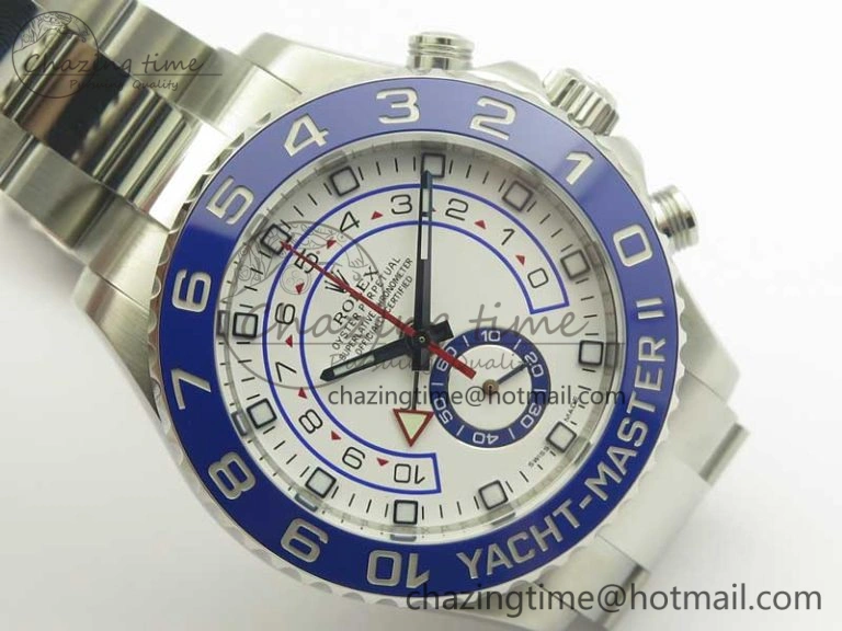 YachtMaster II 116680 SS JF 1:1 Best Edition White Dial Blue Ceramic Bezel on SS Bracelet A7750 V2