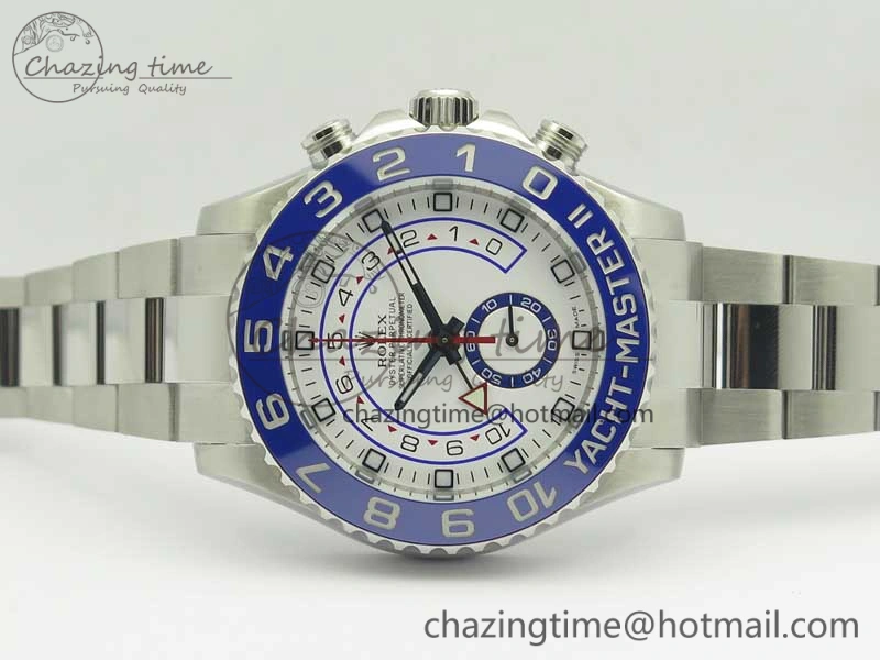 YachtMaster II 116680 SS JF 1:1 Best Edition White Dial Blue Ceramic Bezel on SS Bracelet A7750 V2
