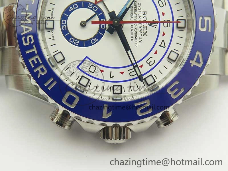 YachtMaster II 116680 SS JF 1:1 Best Edition White Dial Blue Ceramic Bezel on SS Bracelet A7750 V2