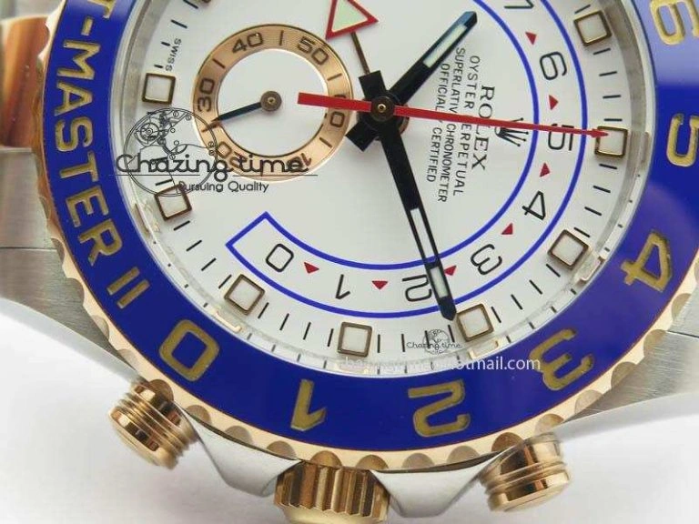 YachtMaster II 116681 SS RG Blue Ceramic JF 1:1 Best Edition On SS RG Bracelet A7750