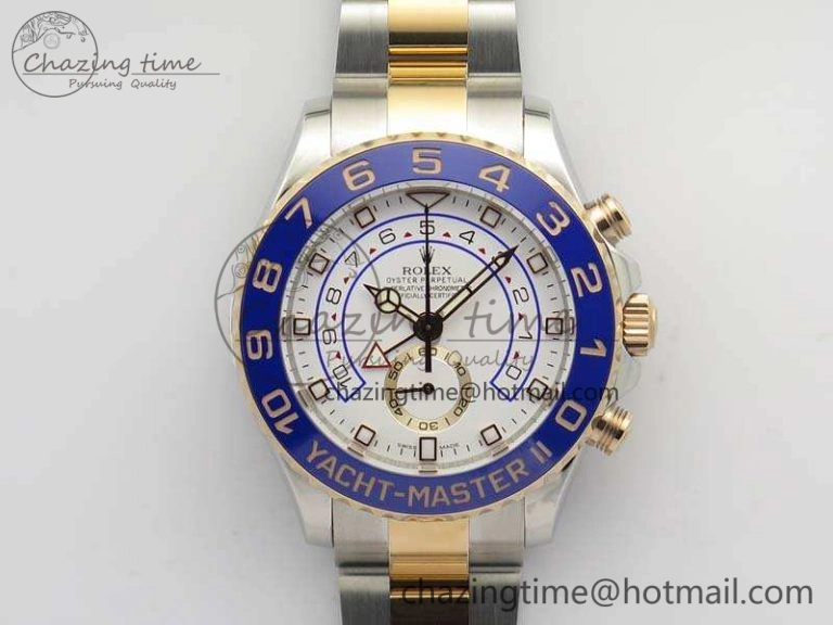 YachtMaster II 116681 SS RG Blue Ceramic New Version Dial JF 1:1 Best Edition On SS RG Bracelet A7750