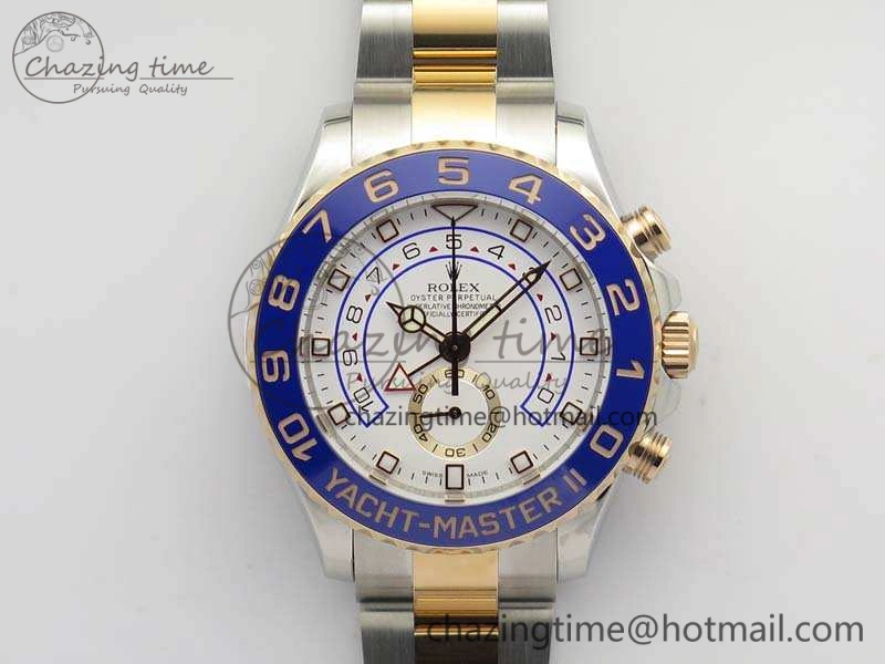 YachtMaster II 116681 SS RG Blue Ceramic New Version Dial JF 1:1 Best Edition On SS RG Bracelet A7750