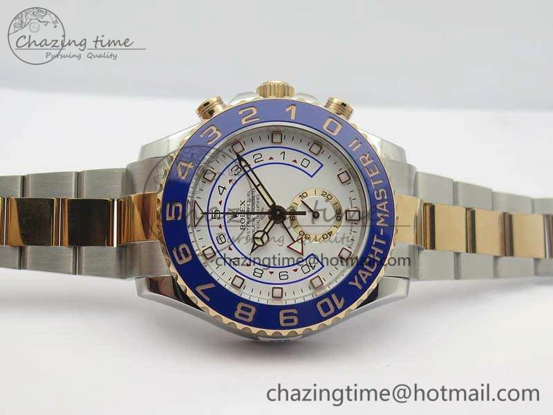 YachtMaster II 116681 SS RG Blue Ceramic New Version Dial JF 1:1 Best Edition On SS RG Bracelet A7750