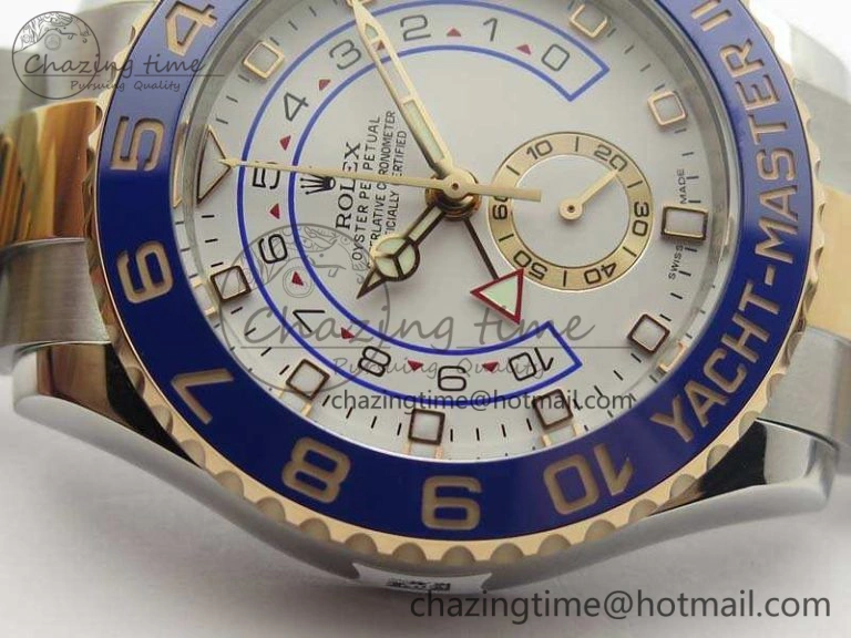 YachtMaster II 116681 SS RG Blue Ceramic New Version Dial JF 1:1 Best Edition On SS RG Bracelet A7750