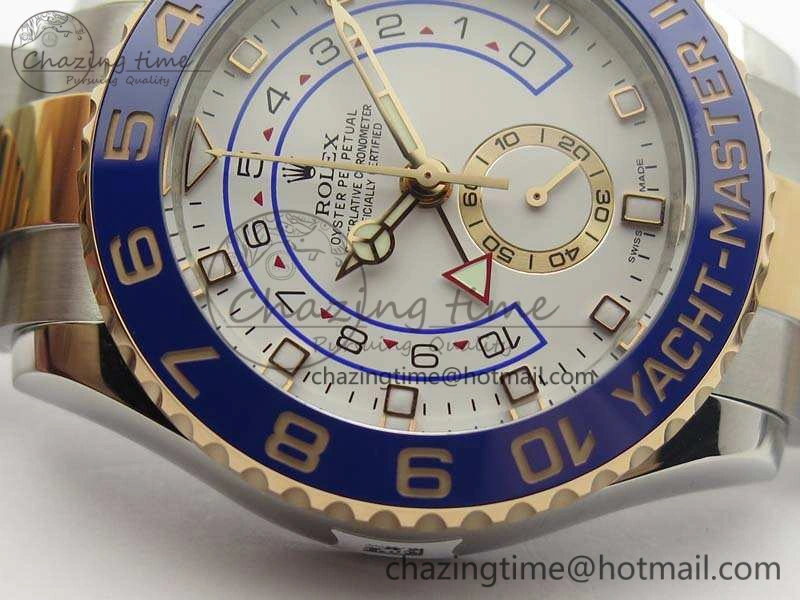 YachtMaster II 116681 SS RG Blue Ceramic New Version Dial JF 1:1 Best Edition On SS RG Bracelet A7750
