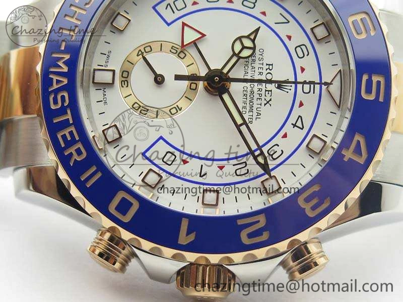 YachtMaster II 116681 SS RG Blue Ceramic New Version Dial JF 1:1 Best Edition On SS RG Bracelet A7750