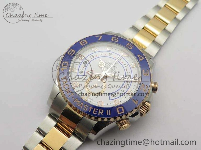 YachtMaster II 116681 SS RG Blue Ceramic New Version Dial JF 1:1 Best Edition On SS RG Bracelet A7750