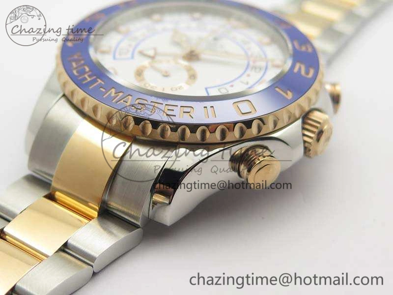 YachtMaster II 116681 SS RG Blue Ceramic New Version Dial JF 1:1 Best Edition On SS RG Bracelet A7750