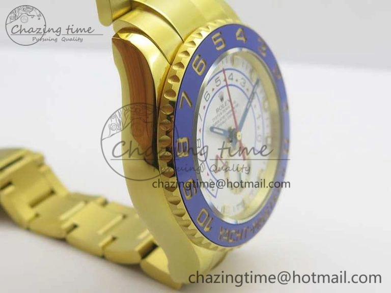 YachtMaster II 116688 YG JF 1:1 Best Edition White Dial Blue Ceramic Bezel On YG Bracelet A7750