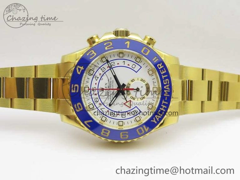 YachtMaster II 116688 YG JF 1:1 Best Edition White Dial Blue Ceramic Bezel On YG Bracelet A7750