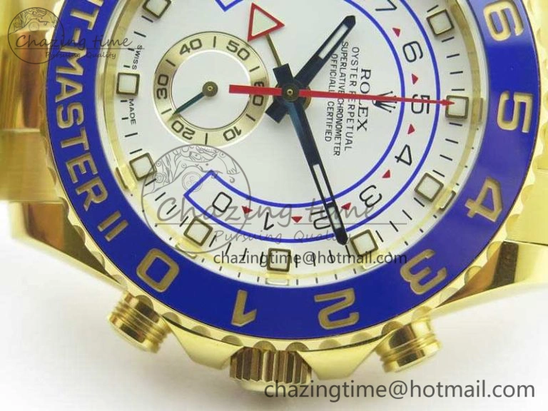 YachtMaster II 116688 YG JF 1:1 Best Edition White Dial Blue Ceramic Bezel On YG Bracelet A7750