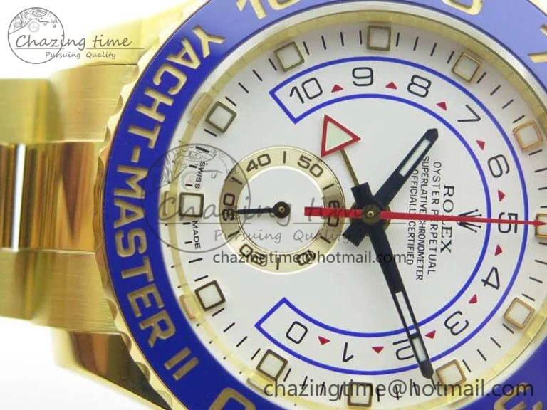YachtMaster II 116688 YG JF 1:1 Best Edition White Dial Blue Ceramic Bezel On YG Bracelet A7750