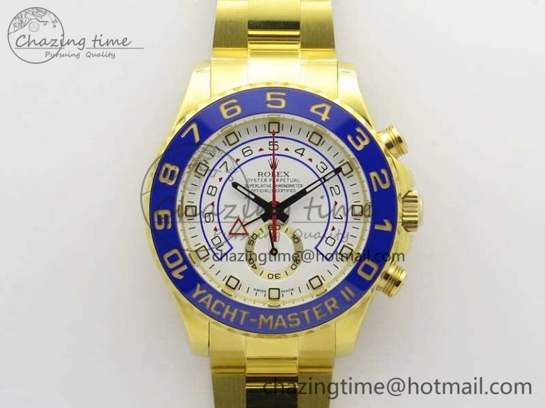 YachtMaster II 116688 YG JF 1:1 Best Edition White Dial Blue Ceramic Bezel On YG Bracelet A7750
