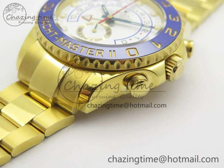 YachtMaster II 116688 YG JF 1:1 Best Edition White Dial Blue Ceramic Bezel On YG Bracelet A7750
